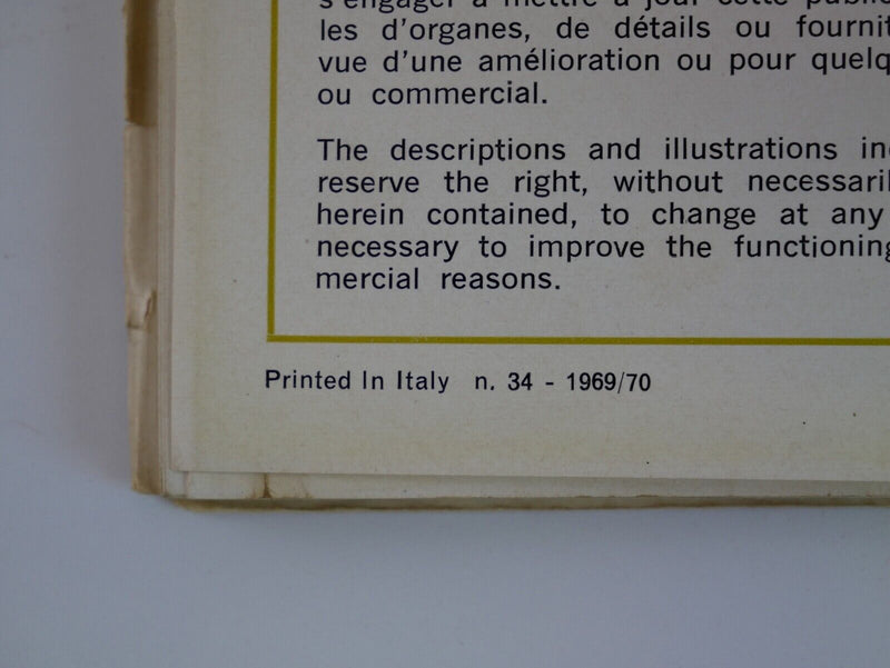 1969 Ferrari 365 GTB/4 Daytona Owner's Manual Handbook