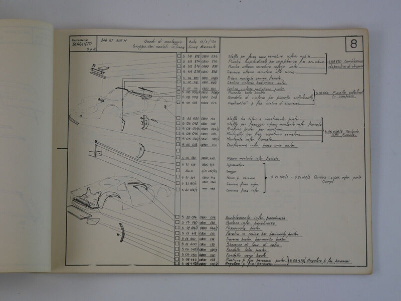 1969-74 Ferrari 246 Dino Scaglietti Body Parts Manual