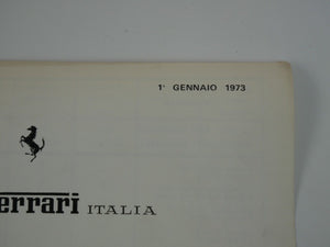 1973 Ferrari Price List Sheet 246 Dino 365 Daytona BB Crepaldi