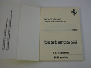 1989 Ferrari Testarossa US Spec Owner's Manual Pouch Handbook