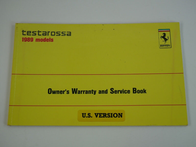 1989 Ferrari Testarossa US Spec Owner's Manual Pouch Handbook