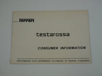 1989 Ferrari Testarossa US Spec Owner's Manual Pouch Handbook