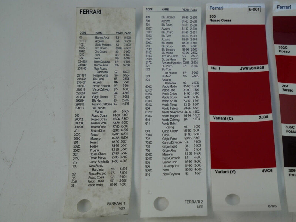 1995-99 Ferrari Standox Paint Colour Samples 355 550