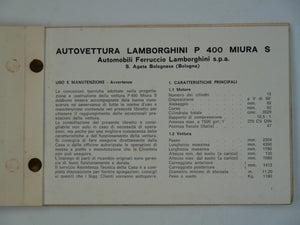 1968-70 Lamborghini Miura S Handbook Manual