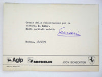 1979 Ferrari Factory Postcard Jody Scheckter F1 Enzo Signature