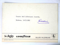 1982 Ferrari Factory Postcard Gilles Villeneuve F1 Enzo Signature