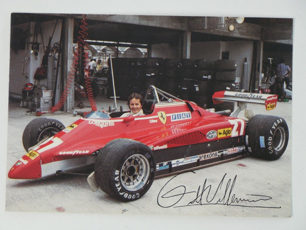 1982 Ferrari Factory Postcard Gilles Villeneuve F1 Enzo Signature