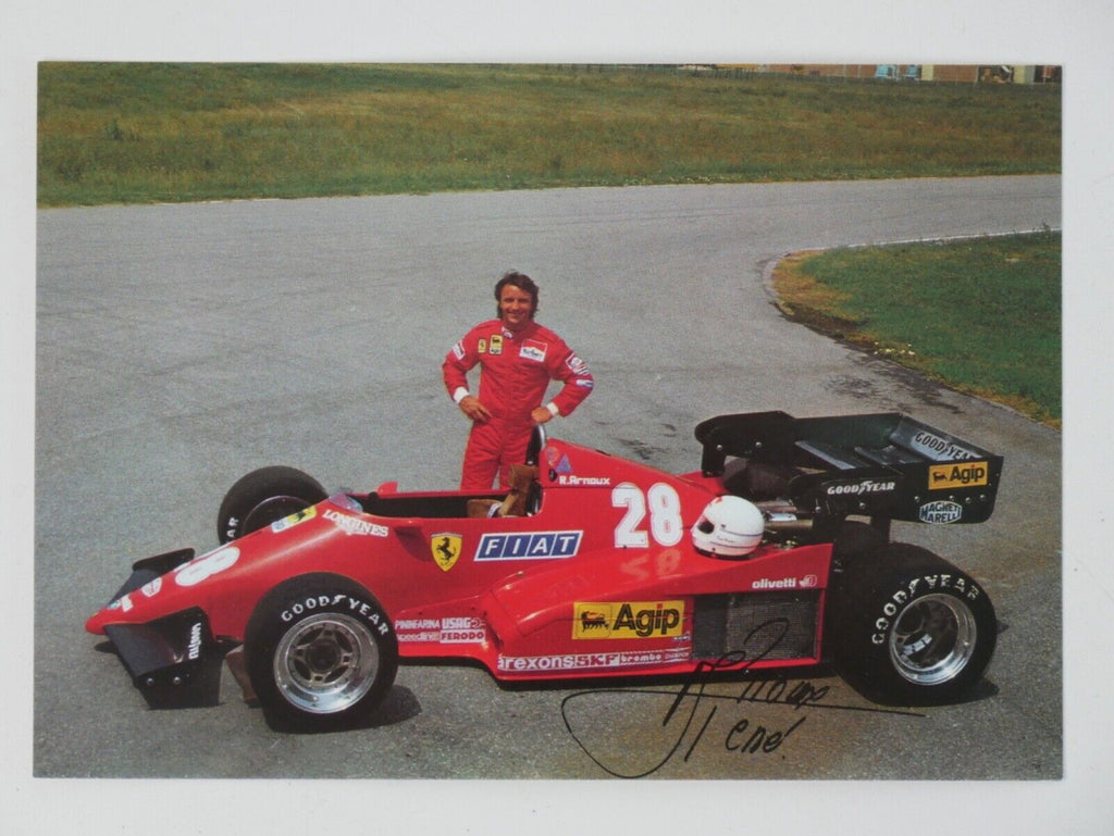 1983 Ferrari Factory Postcard Rene Arnoux F1 Enzo Signature