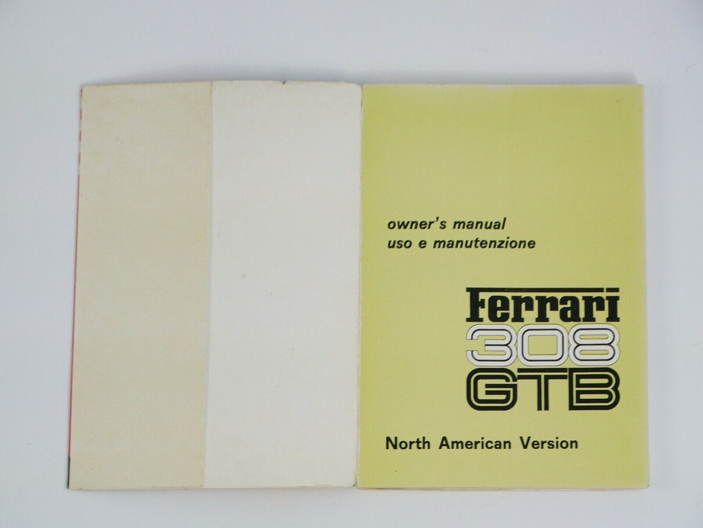 Ferrari 308 GTB Owner's Manual North American Version