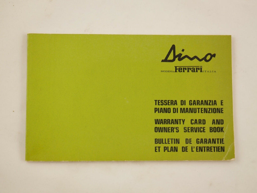 1977 Ferrari 308 GT4 Dino Warranty Card Booklet *13156*