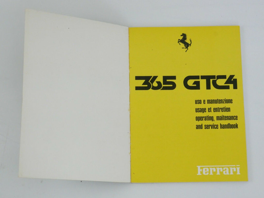  Ferrari 365 GTC/4 Owner's Manual Handbook