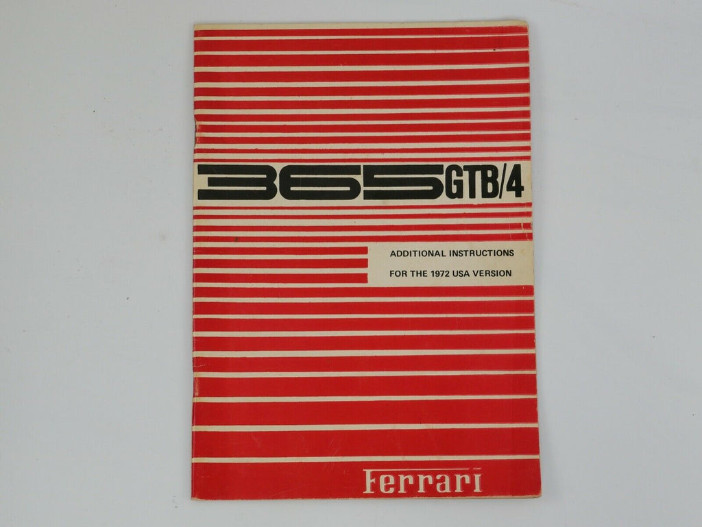 Ferrari 365 GTB/4 Daytona Additional Instructions Manual